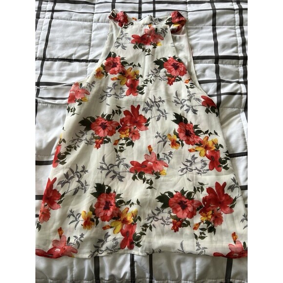 D.N.A. DNA Couture Chiffon Blouse Tank Sleeveless Floral Tie Fairy sz large - Picture 5 of 7